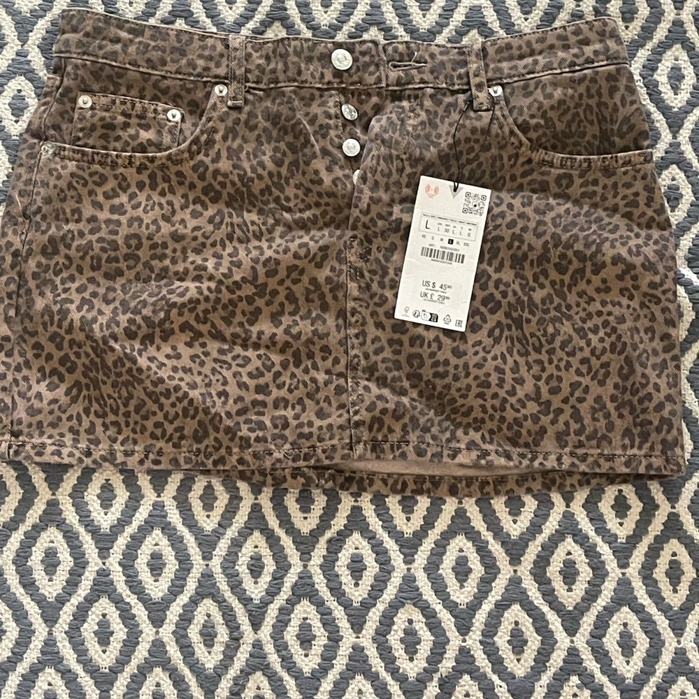 Zara Brown Animal Print Mini Skirt